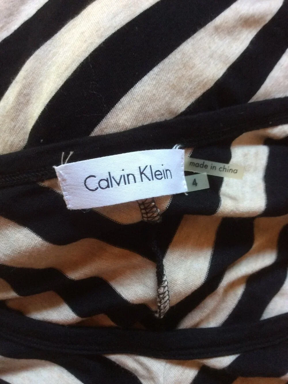 Calvin Klein EUC Black & Gray Striped Belted Boho Festival Maxi Dress Size 4 - Picture 2 of 5